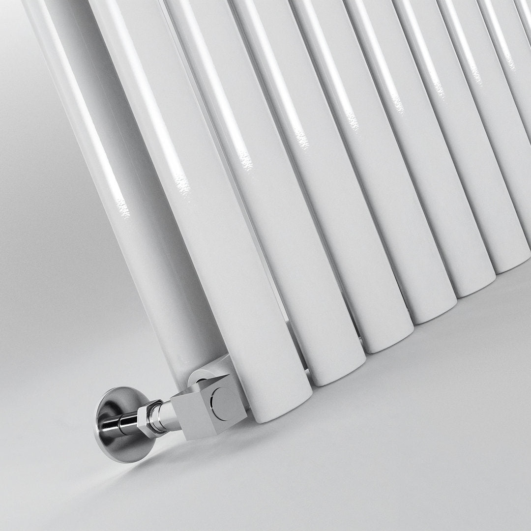 White Oval Panel Horizontal Designer Radiator 600 x 1416mm (Double Panel)