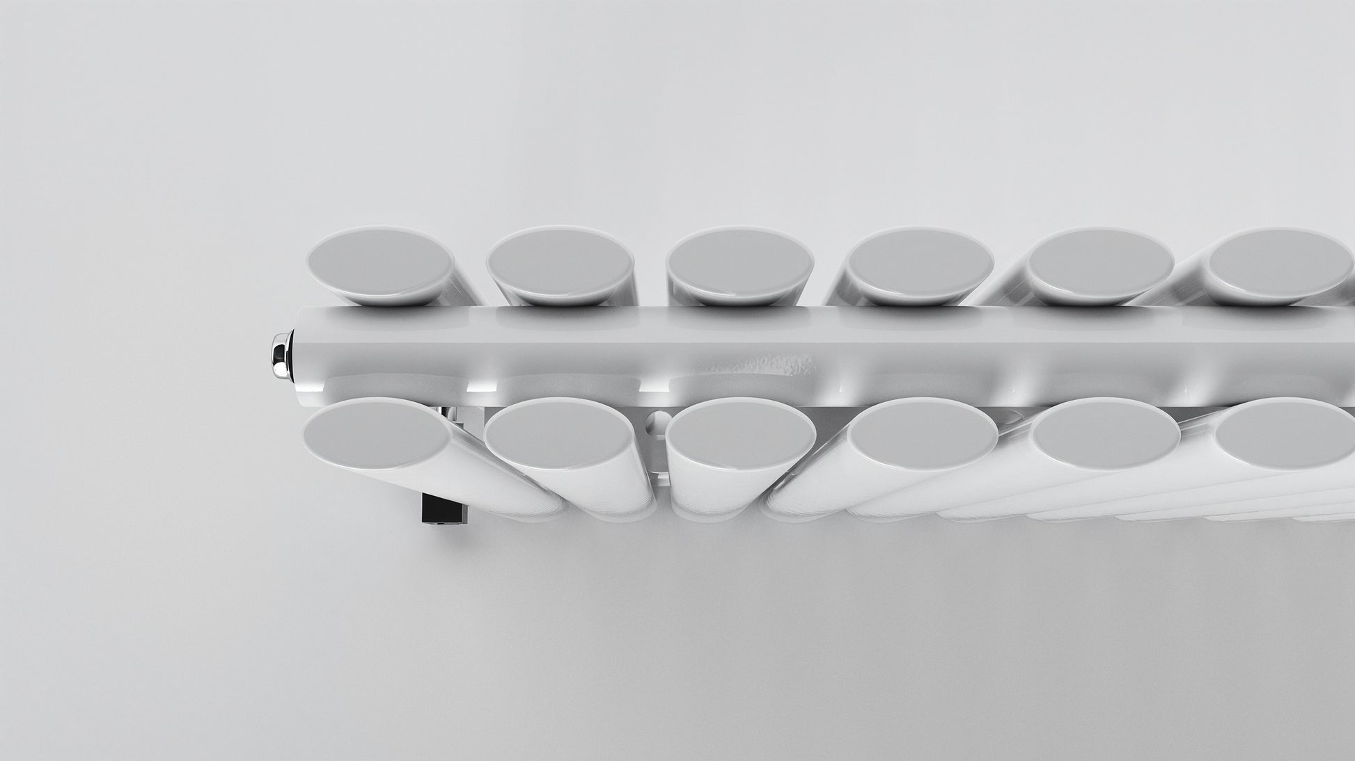 DOUBLE_OVAL white radiator multiple round ends on a light gray background