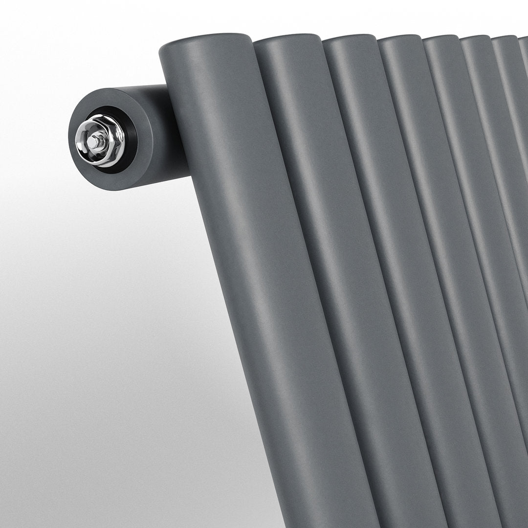 Anthracite Oval Panel Vertical Designer Radiator 1800 x 472mm (Single Panel)