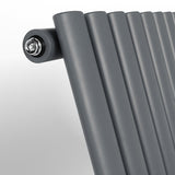 Anthracite Oval Panel Vertical Designer Radiator 1800 x 472mm (Single Panel)