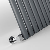 Anthracite Oval Panel Vertical Designer Radiator 1800 x 472mm (Single Panel)