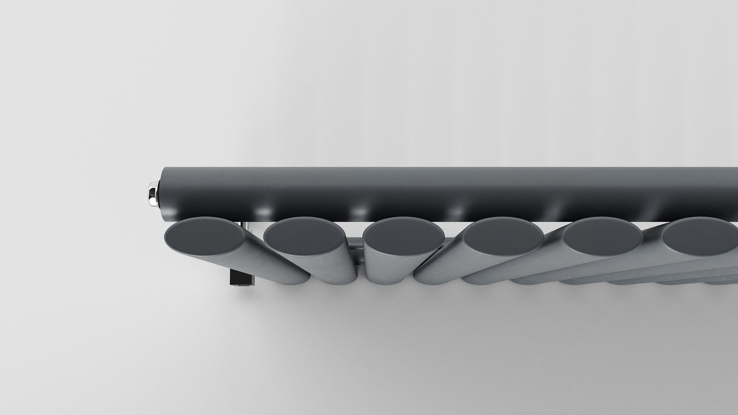 Modern black radiator on a white background