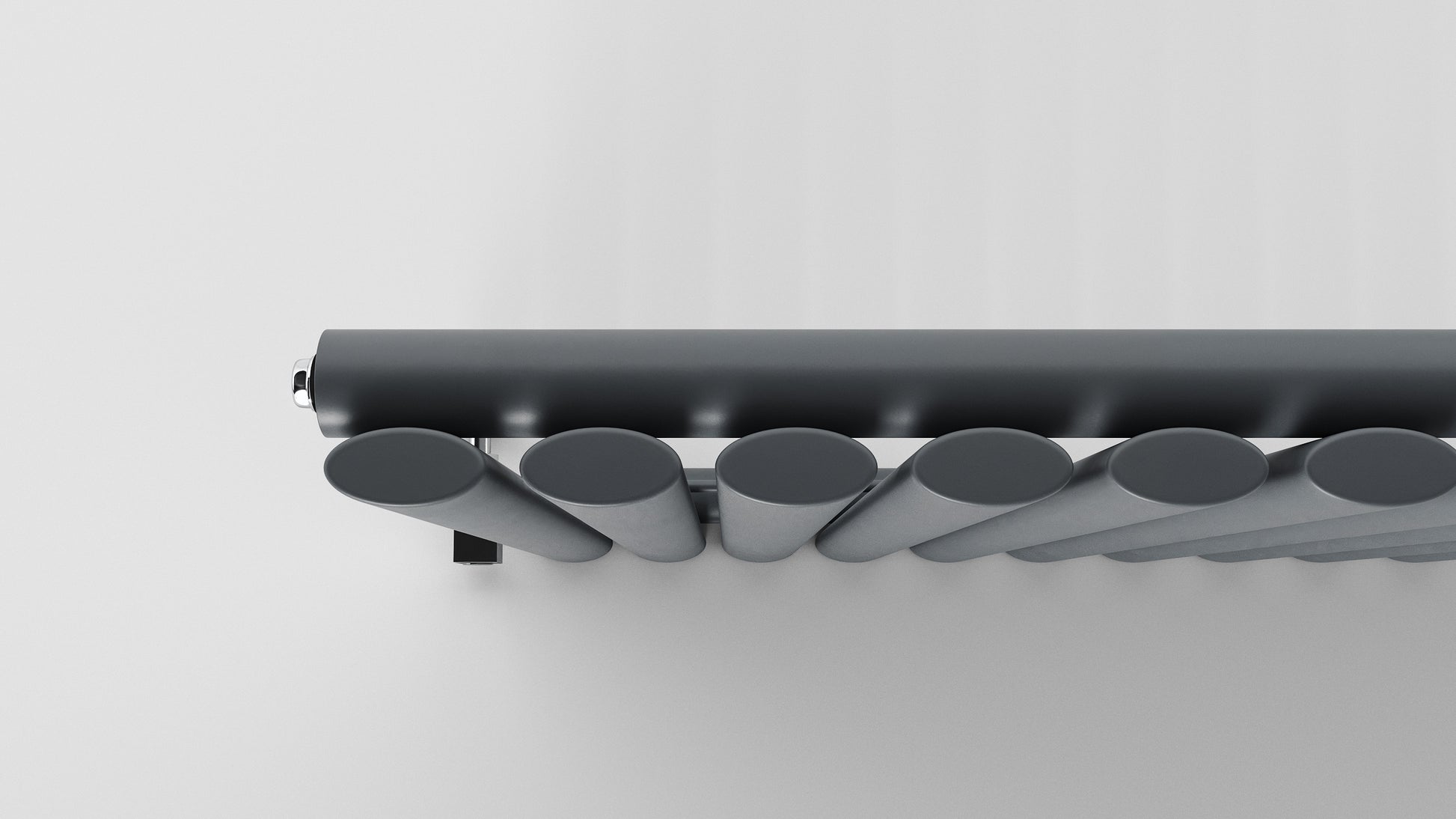 Modern black radiator on a white background