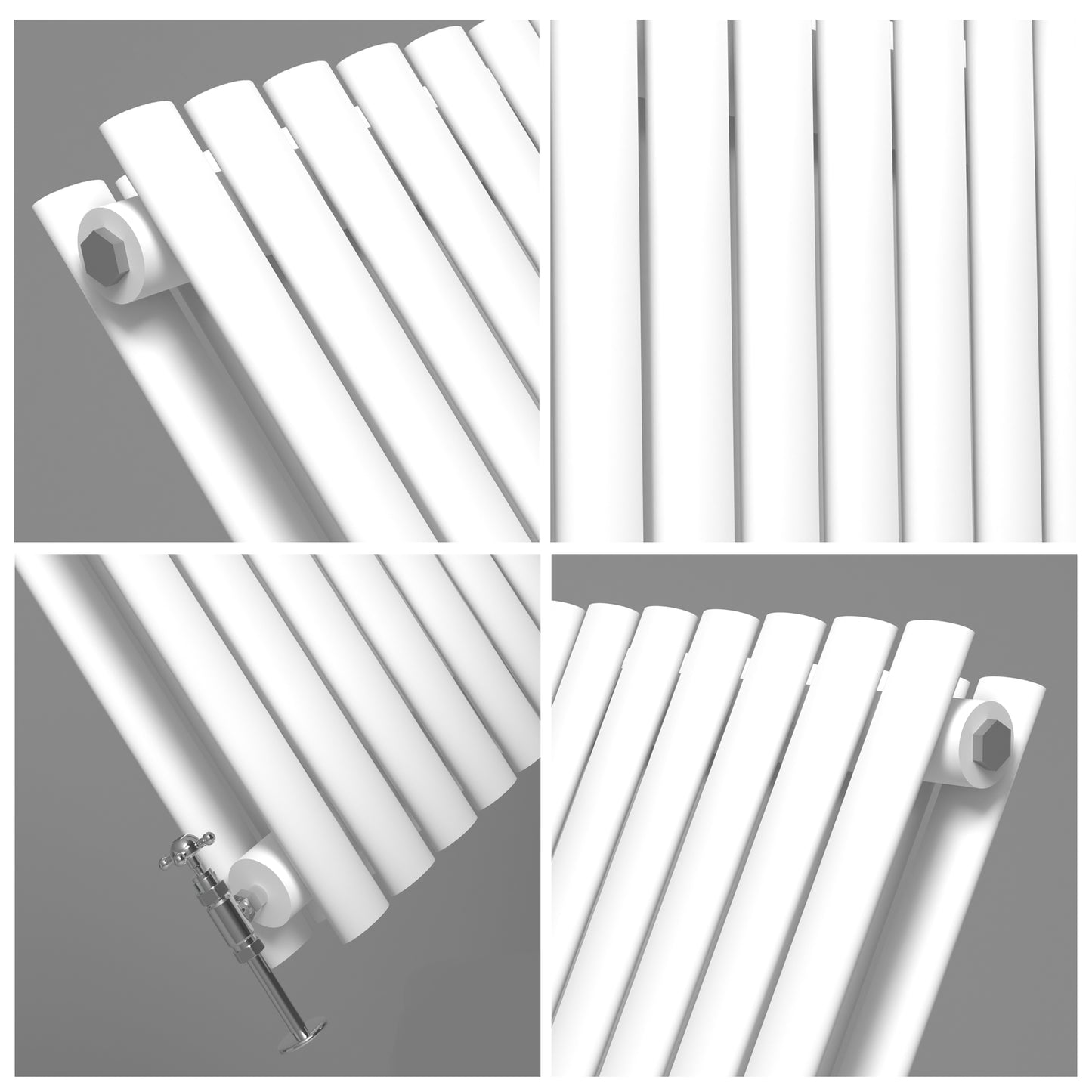 H1800mm x W590mm Double Oval Panel White Vertical Designer Radiator